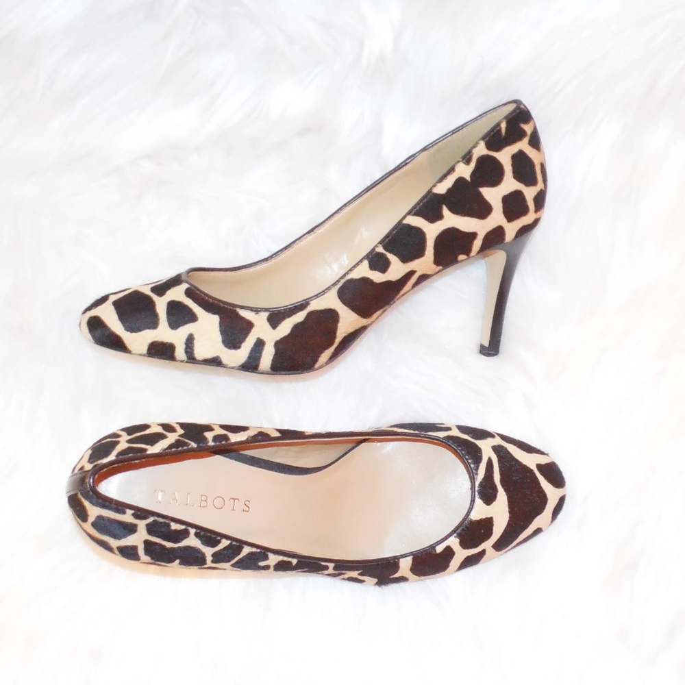 Talbots Black Brown Pony Hair Animal Print Heels Size 8.5